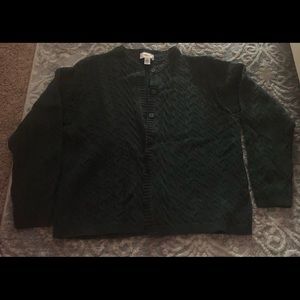 Green cardigan sweater